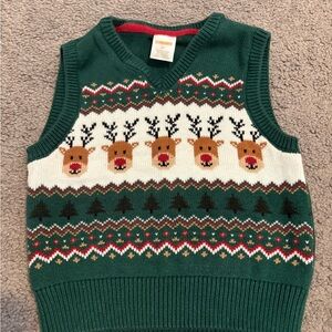 Gymboree Green and White Holiday Sweater Vest
